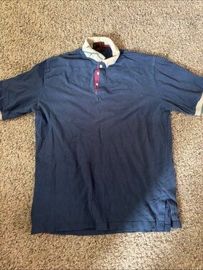 Boston Traders Navy Polo with Cream Collar and Magenta Placket